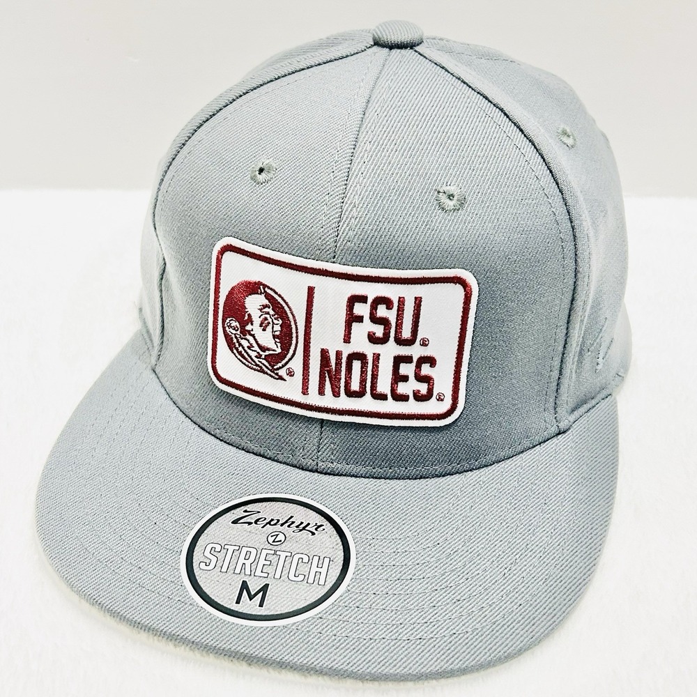 Zephyr Florida State‎ Seminoles Noles Flat Hat Cap Stretch Flex Medium Gray NCAA